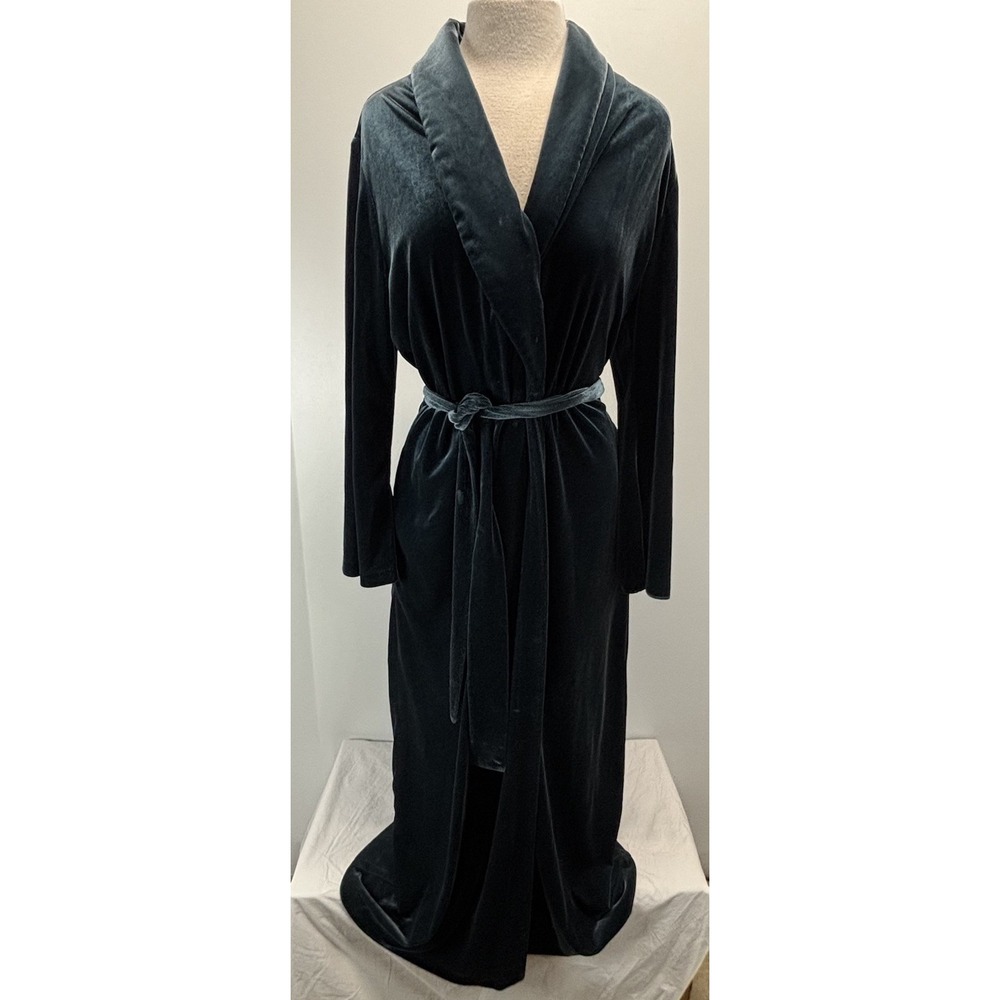 Vtg Diamond Tea Velour Velvet Robe Sz Medium Women's Teal Canada Union Made